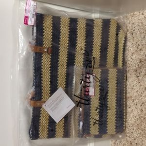 Thirty-one Around Town Tote Navy Striped Straw with Rubie Mini